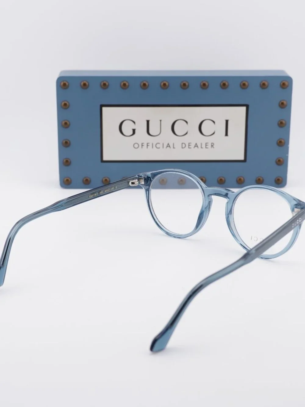 Gucci GG0738O 008 Round Eyeglasses - Transparent Blue 48mm